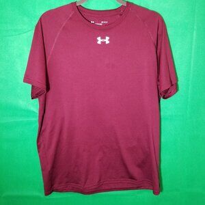 Under Armour Heat Gear Loose Fit Maroon Burgundy Mens Size Medium Gym Crossfit
